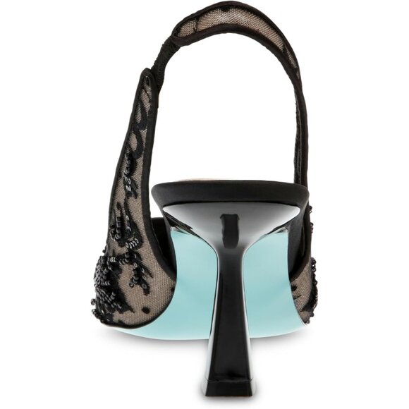 Betsey Johnson Womens Black Textile Closed Pointed Toe Slingback Nikki Pump - Picture 3 of 8